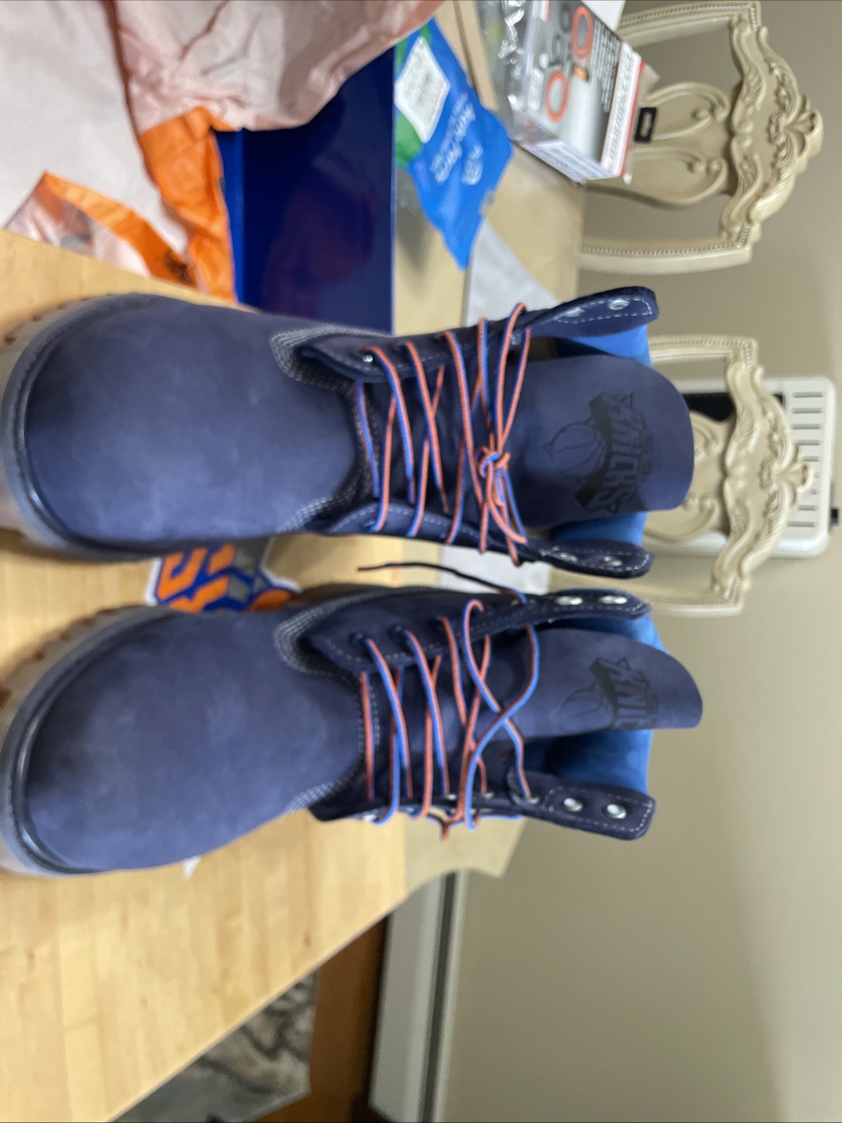 Timberland NBA New York Knicks Nubuck Lace-Up Ankle Work Boots Blue 8.5M