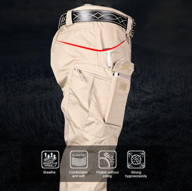 Men Tactical Cargo Pants Soldier Straight-fit Work Combat Trousers Outdoor Pants