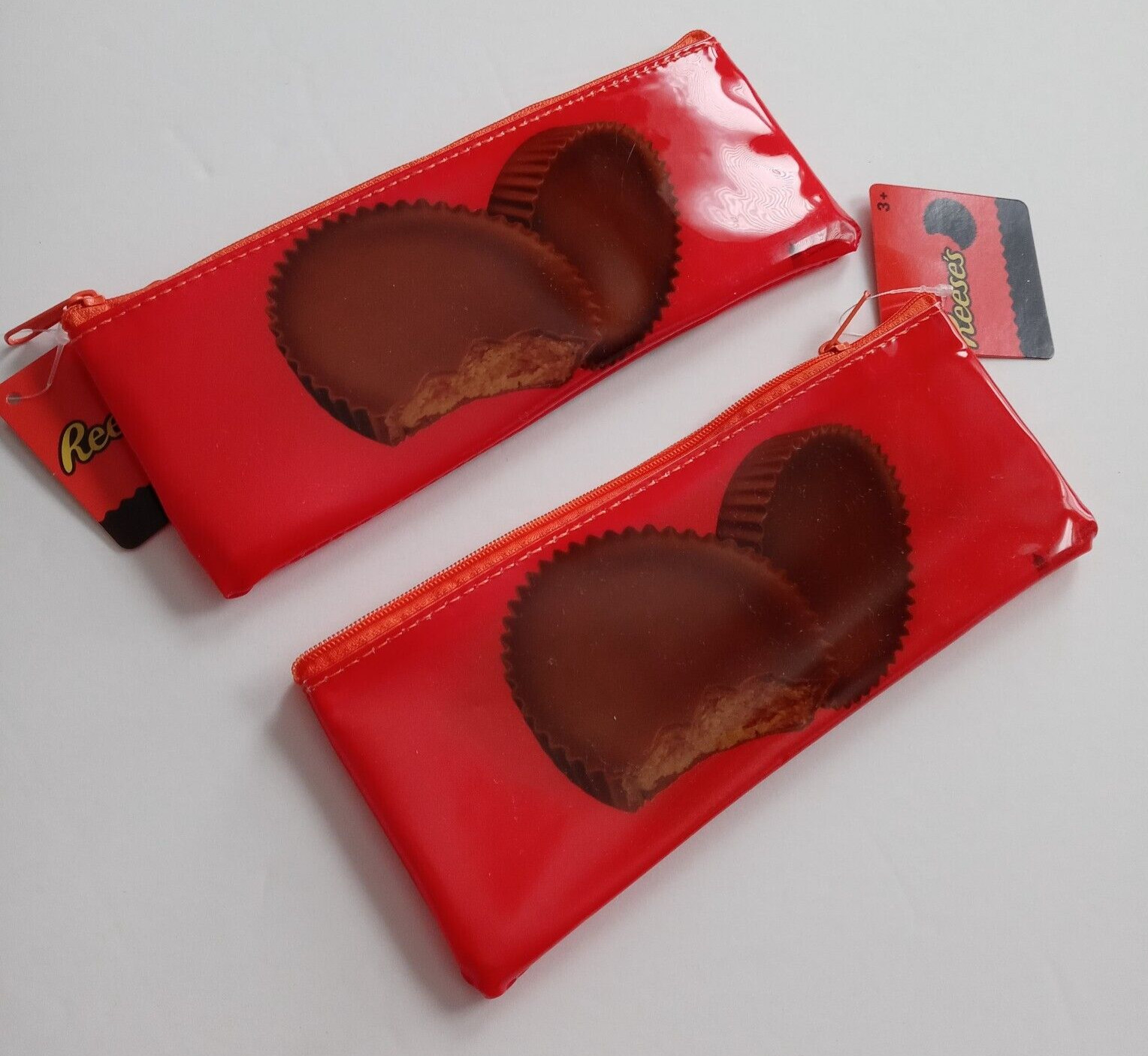 Reese’s Peanut Butter Cup Zip Pouch Pencil Pen Case Cosmetic Bag Lot of 2