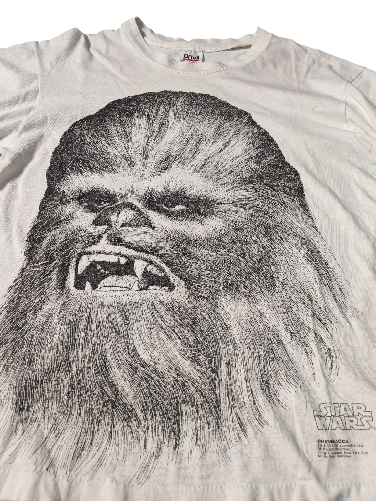 Vintage Chewbacca WM Harrison 1995 Anvil M Star Wars Tee Tshirt