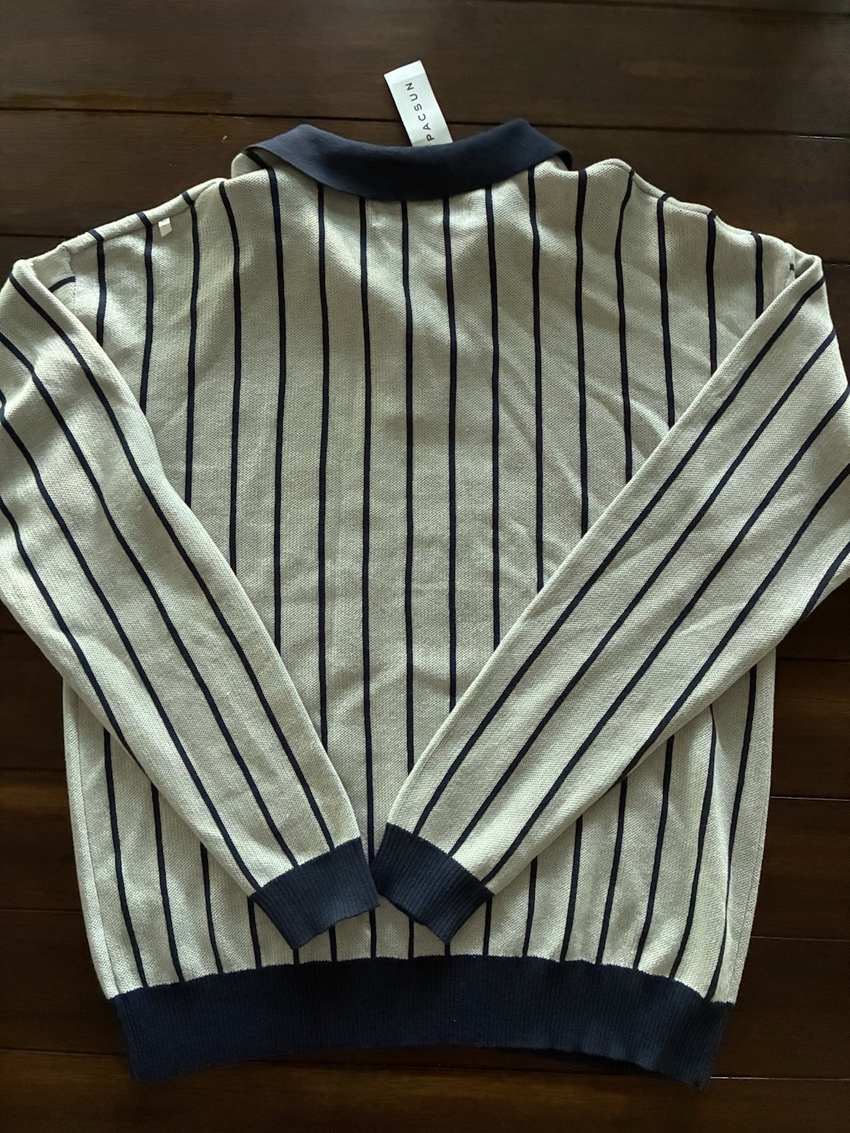 pacsun chillin long sleeve white navy mens large striped