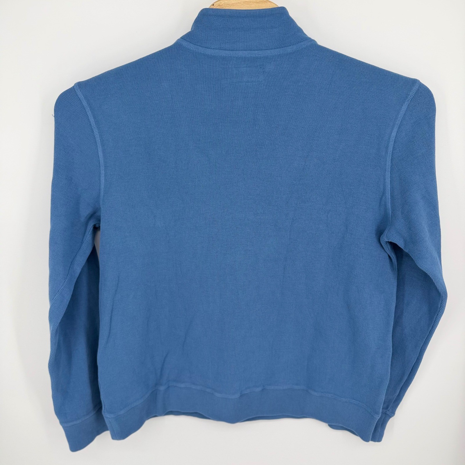 American Giant Quarter Zip Pullover Mens Medium Blue Ribbed Cotton Sweater