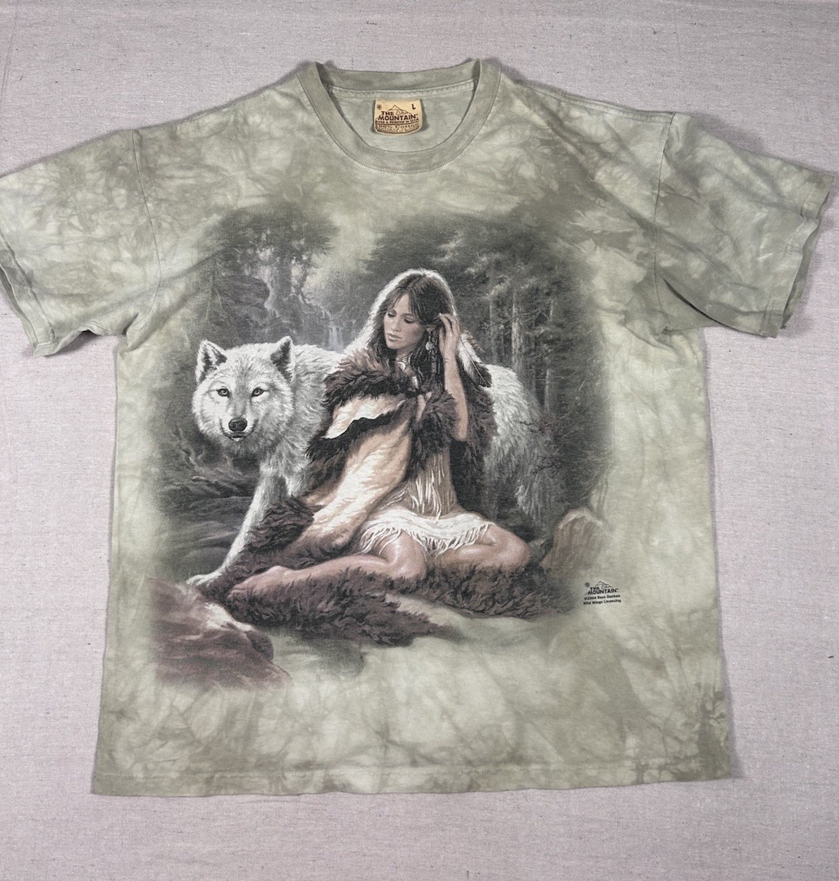 Vintage 2004 The Mountain Wild Wings Wolf Woman Graphic Tee Men’s L