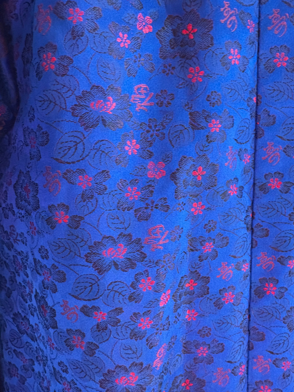 Vintage Korea Red Blue Brocade Embroidered Hanbok Durumagi Overcoat Traditional
