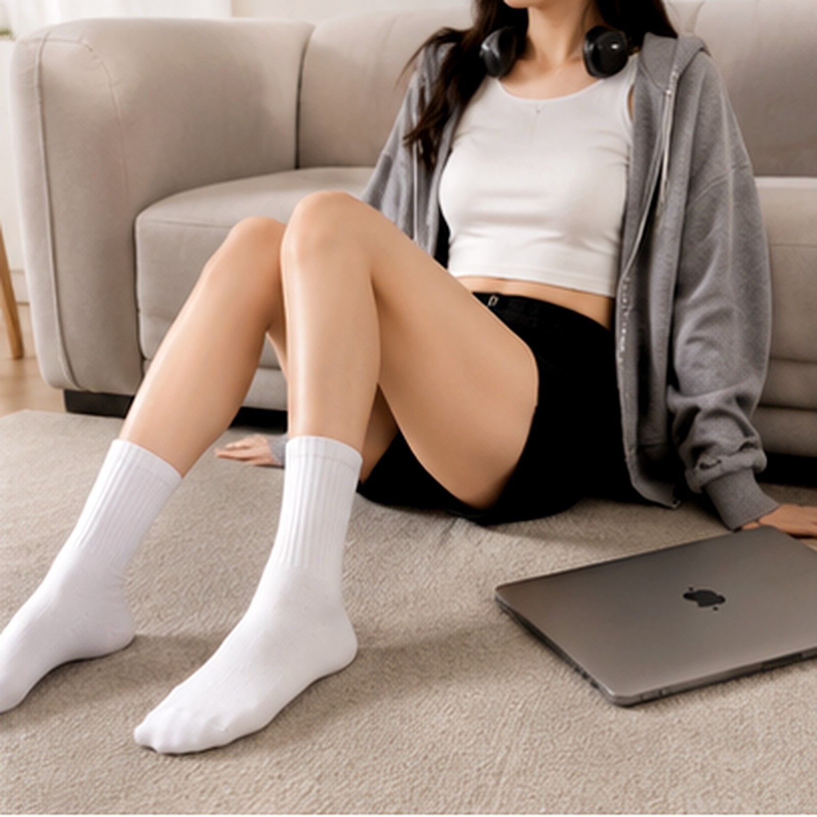 Women High Rib Crew Socks 10 Pairs Cotton Cushioned Odor Free Athletic Casual