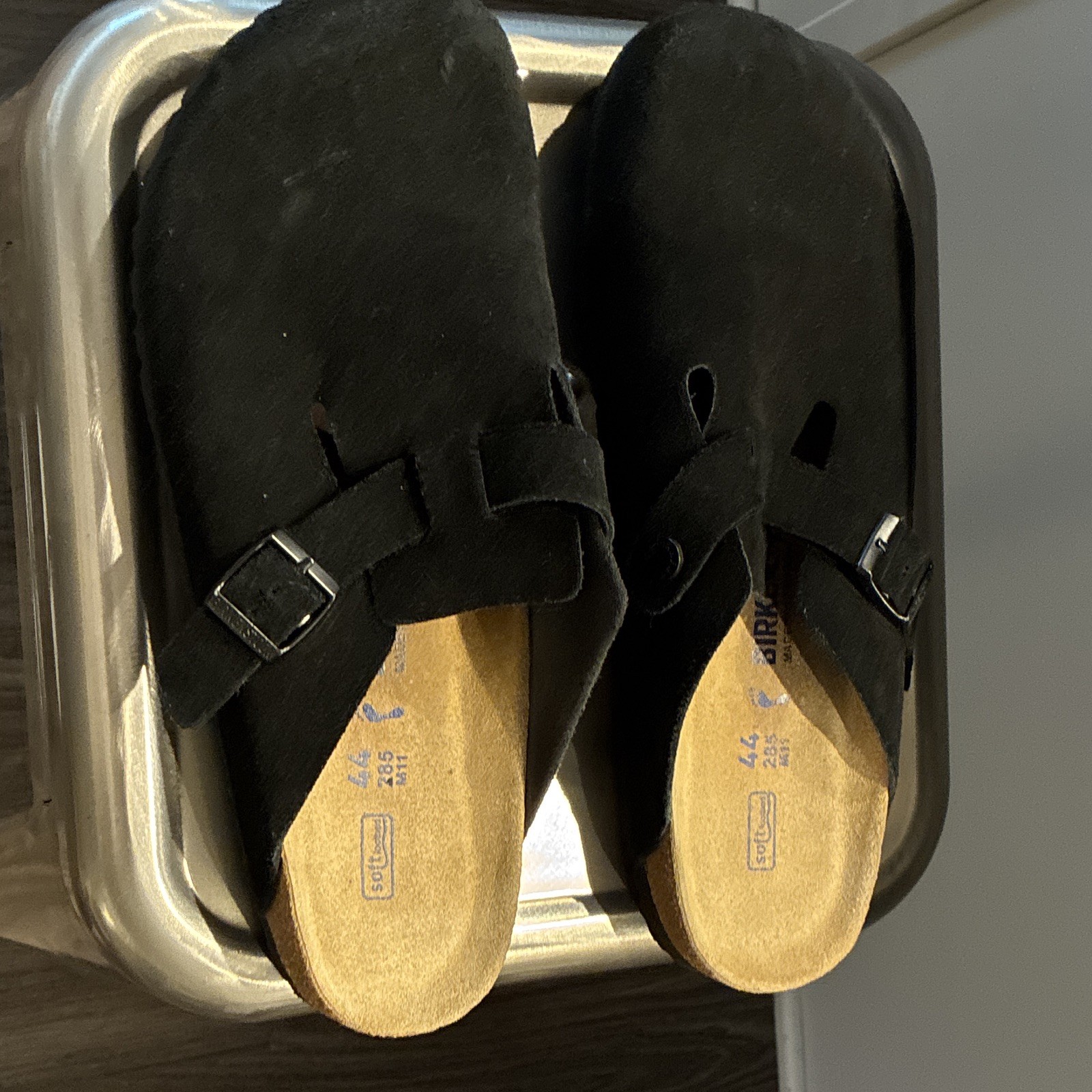 Birkenstock Boston Black Suede Clog Buckle Closed Toe Mens US 11 EU 44