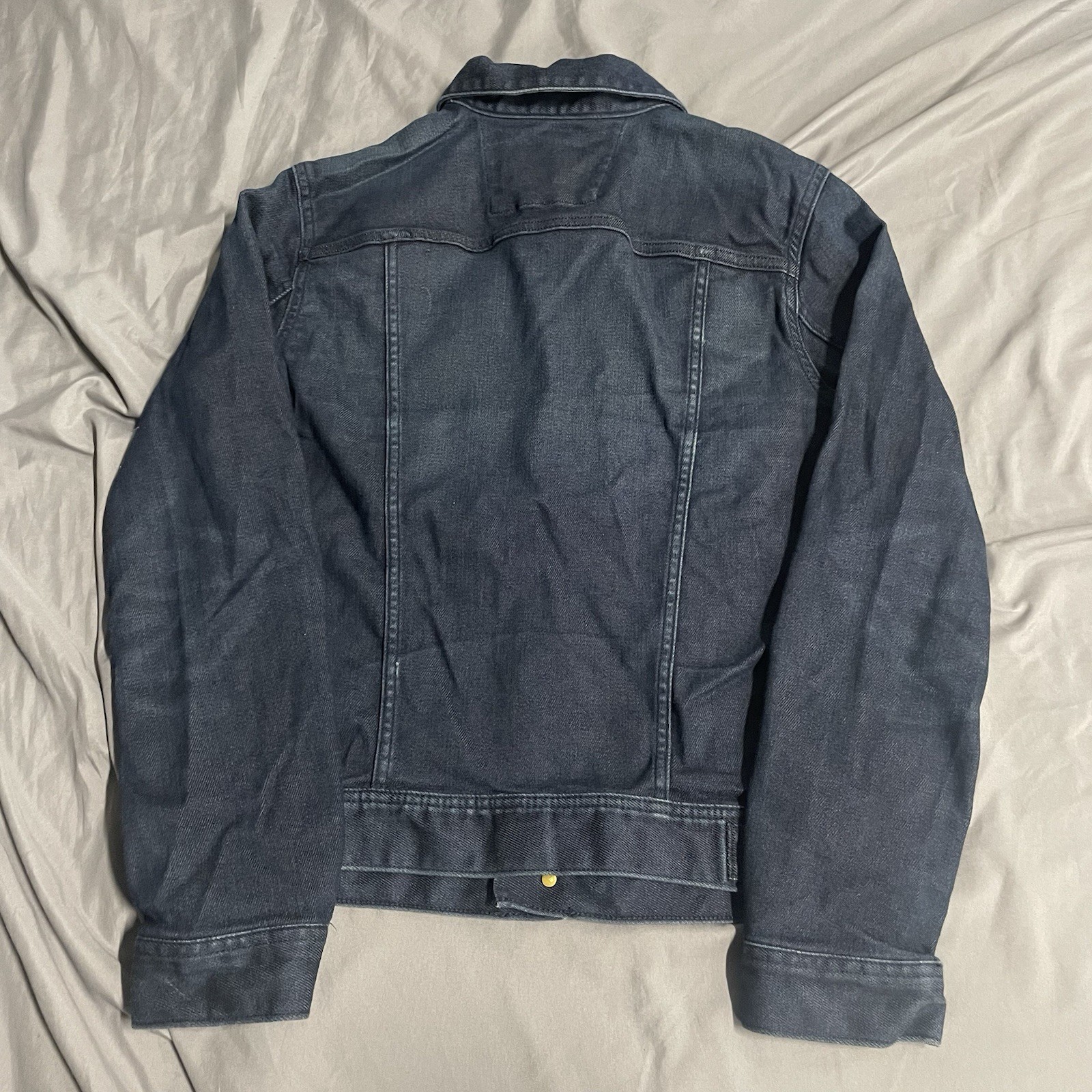 Banana Republic Blue Denim Trucker Jacket Mens Size M Dark Wash Stretch Classic
