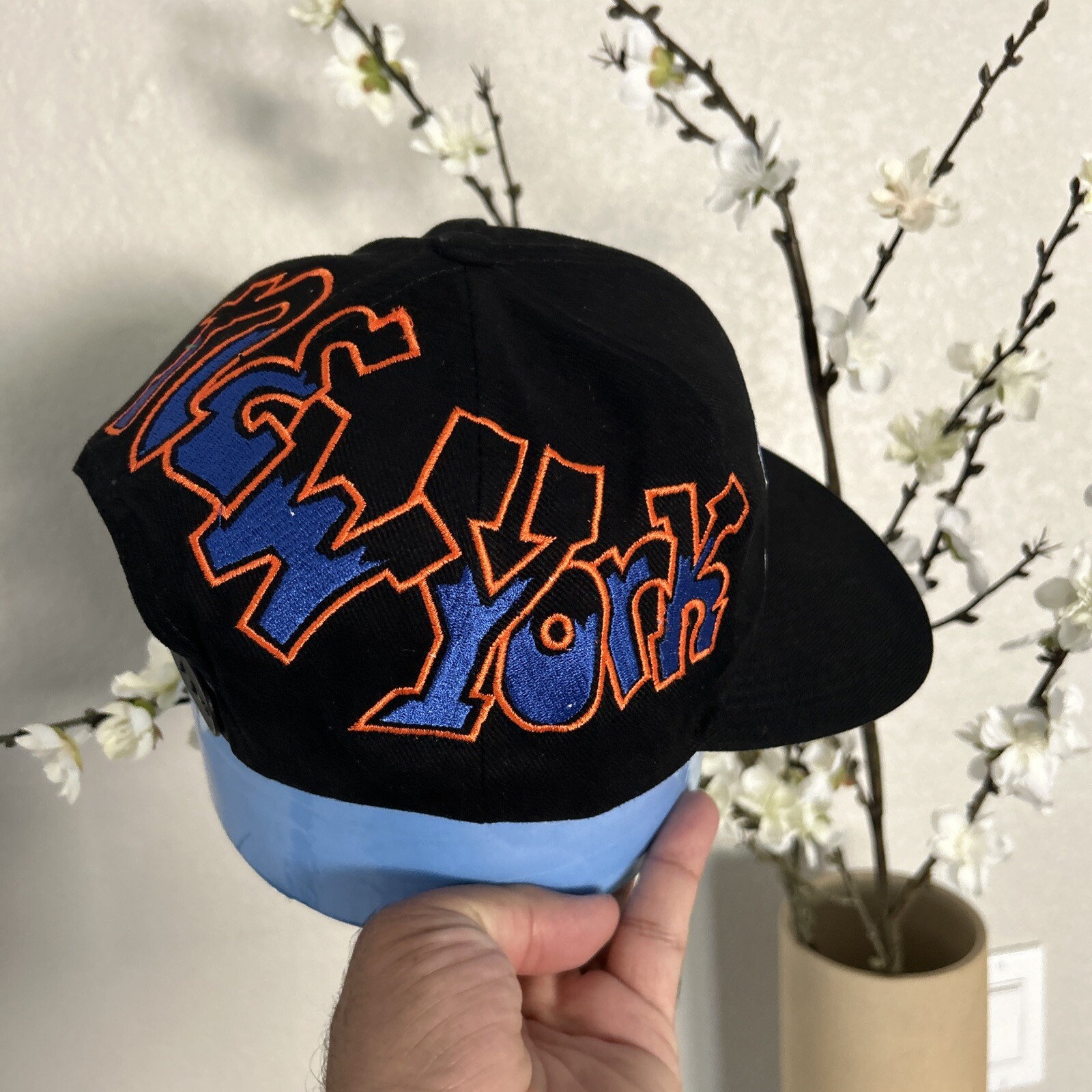 New York Knicks TOW Full Graffiti Custom Snapback Hat Cap All Black