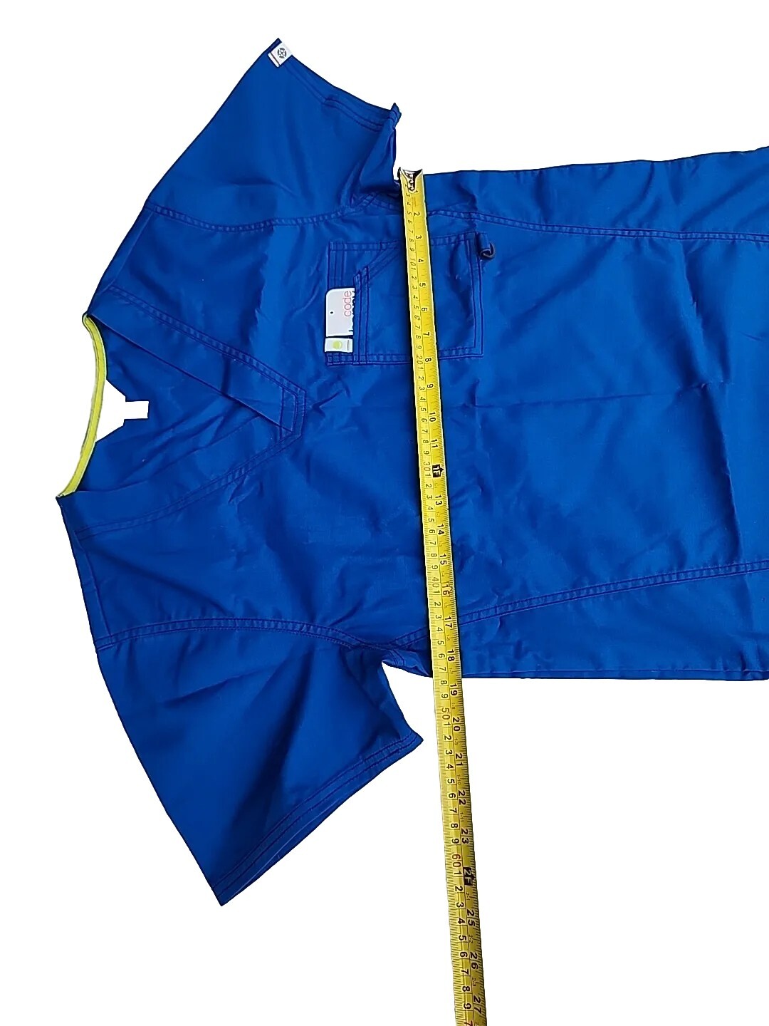 Code Happy Scrubs Mens XS Blue Scrub Top W/Nanotex Certainty Plus Antimicrobial