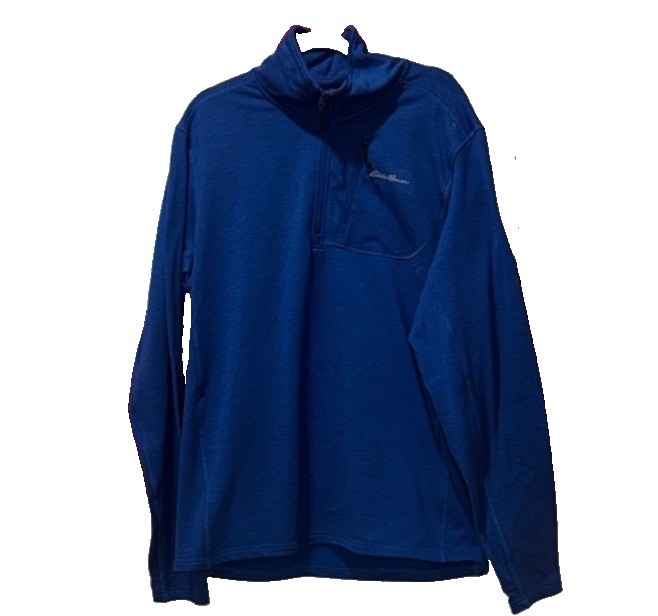 Eddie Bauer Men’s XL Blue 1/4 Zip Fleece Pullover Mock Neck w/ Pockets