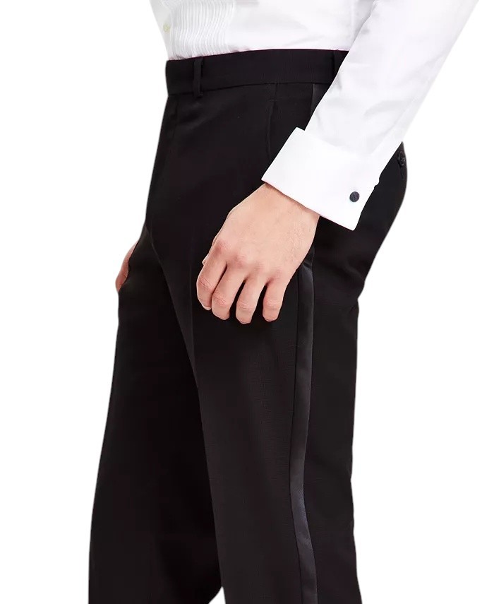 Kenneth Cole Mens Slim fit 2 Piece Tuxedo Suit 38 R / 31 Waist Black Solid