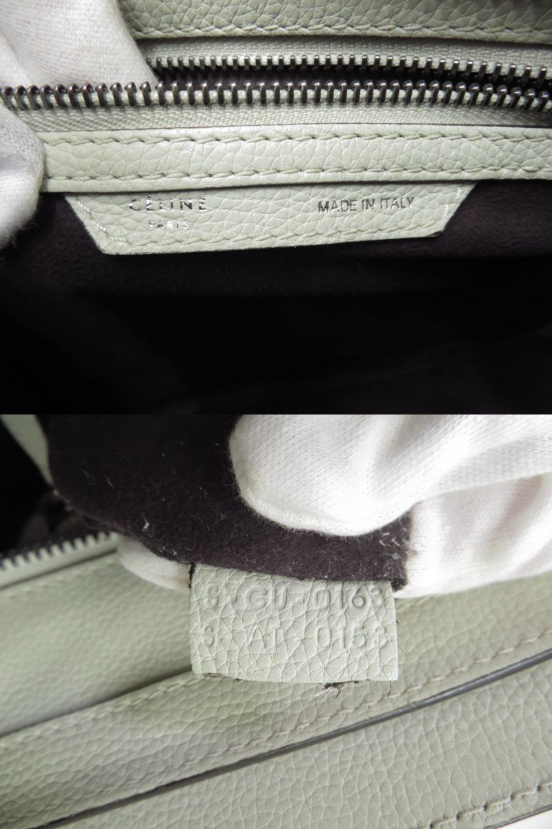 Authentic CELINE Luggage Micro Shopper Suede Leather Hand Bag I#52910