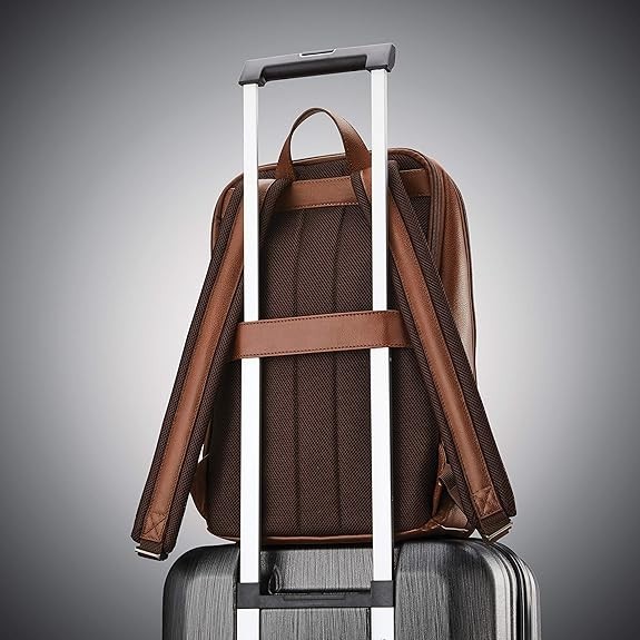 NEW!! Samsonite Leather Slim Backpack – Cognac