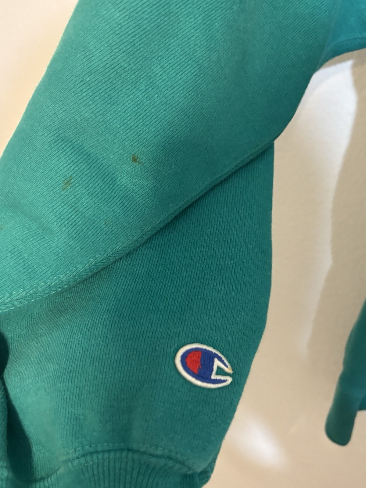 Vintage Champion Reverse Weave Sweatshirt Aqua Crew Neck XL USA Made