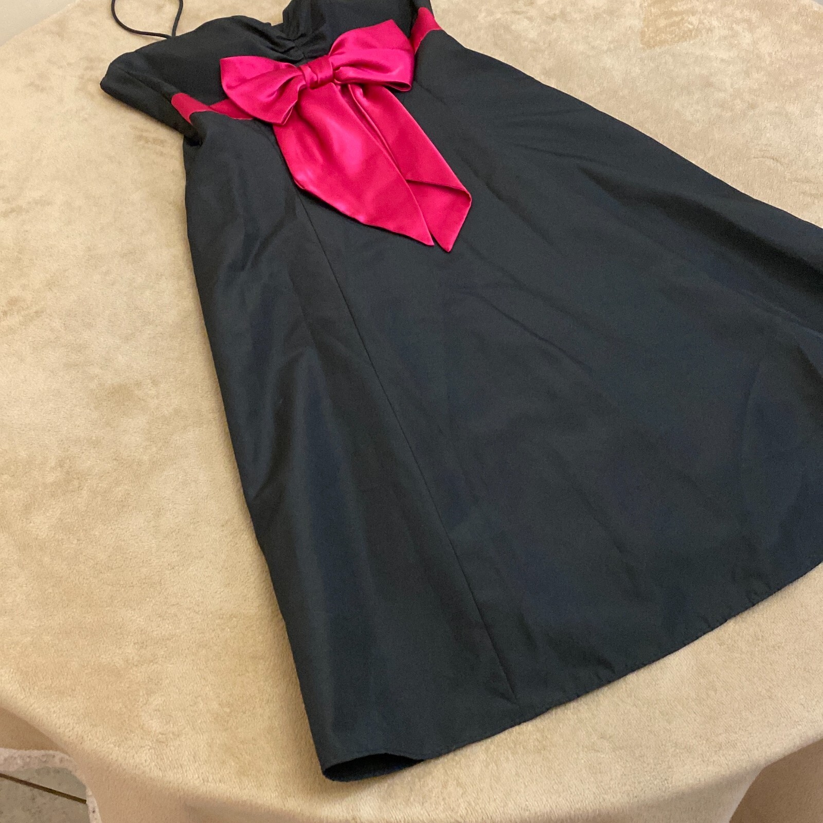 Dressbarn Collection Womens Black Spaghetti Strap Ruched A Line Dress Size 4