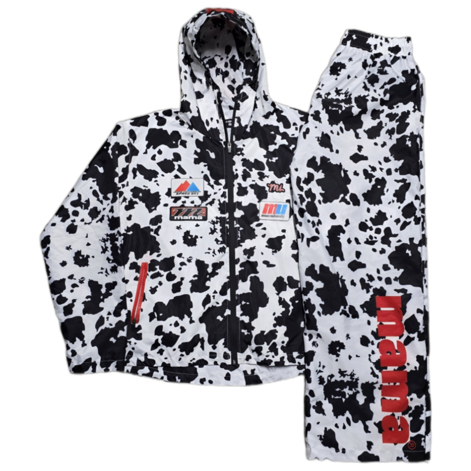 Mama University Tracksuit Set Cowmouflage Windbreaker Jacket Pants Sz Large Y2K