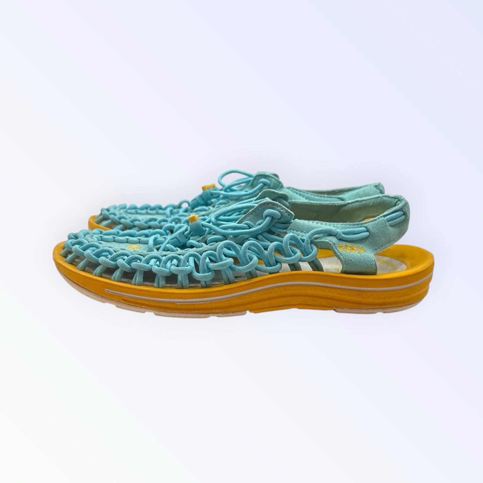 KEEN Uneek Women 7.5 Sandal Water Shoe Aqua Teal Blue Cord Strappy