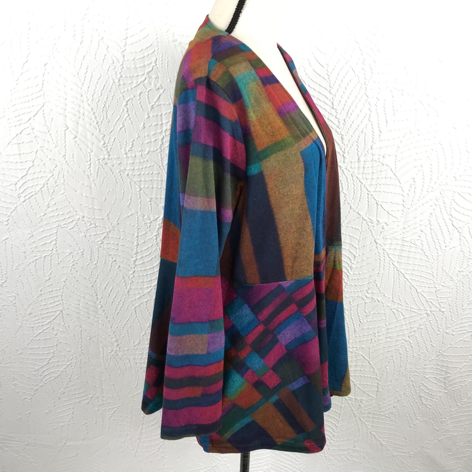 Parsley & Sage Peplum Swing Petalura Cardigan XL Colorful JewelTone Stretch