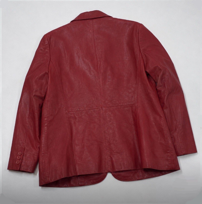 Preston & York Women’s Red Genuine Lamb Skin Leather Blazer Size L