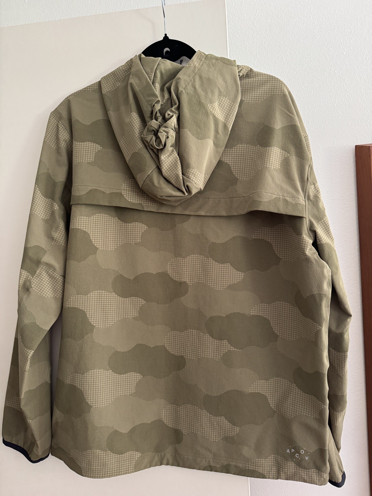 A.P.C. Outdoor Voices Jacket Mens Medium Green Camo 1/2 Zip Windbreaker Anorak