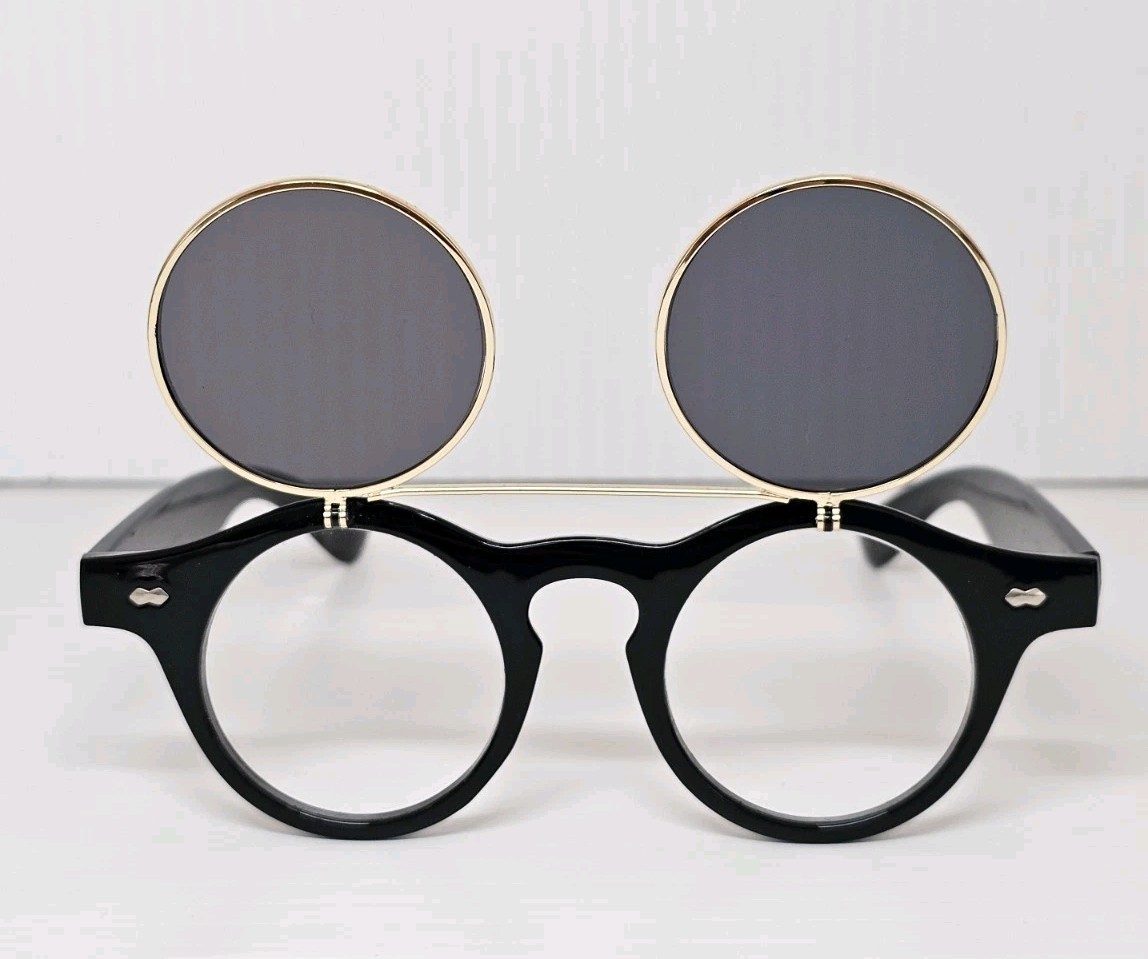 Trendy High Fashion Chic Flip Up Perfect Circle Round Sunglasses