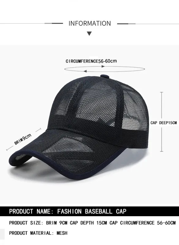 Breathable Mesh Cap Openwork Summer Sun Hat Outdoor Sports Unisex