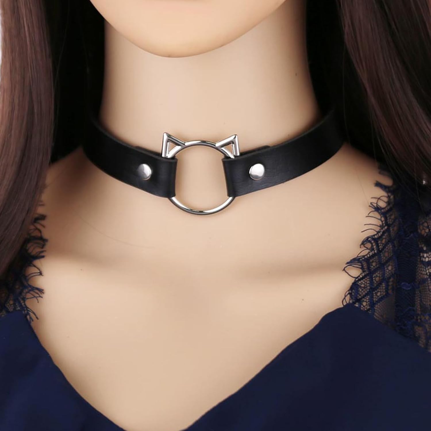 Faux Fur Fox Mask Wolf Cat Fluffy Tail and Leather Necklace Set,Costume Accessor