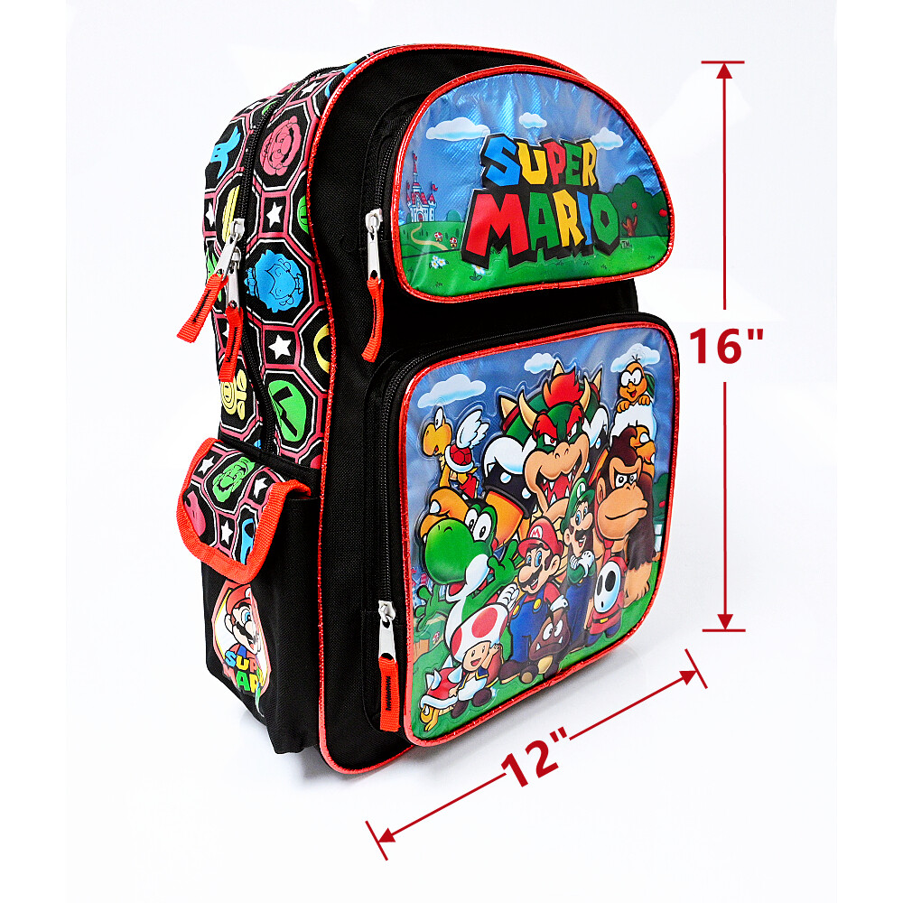 Nintendo Super Mario 16″ Large School Backpack with Lunch Bag, Mario Book Bag