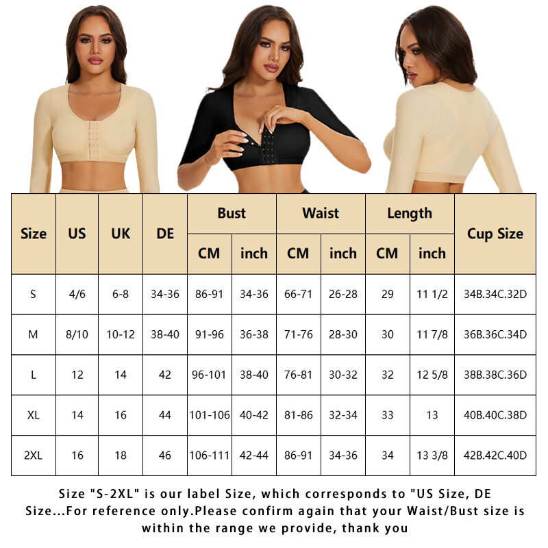 Women Arm Shaper Compression Sleeve Post Surgery Posture Corrector Top Shapewear