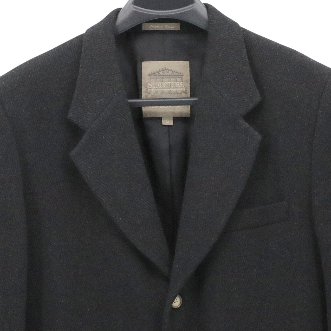 STRUCTURE Le Collezioni Mens Black Wool Blend Blazer Jacket Size Large Italian