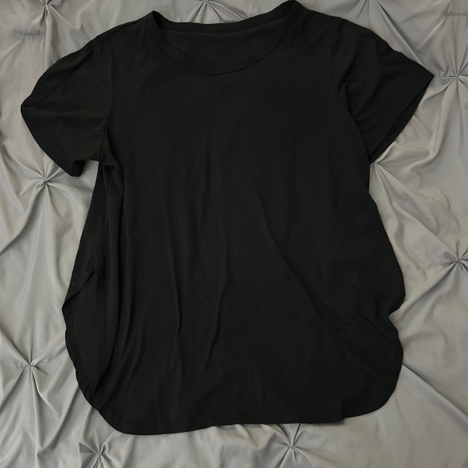 SHEIN CURVE Black T Shirt Women Plus Size 2XL Short Sleeve Side Slit