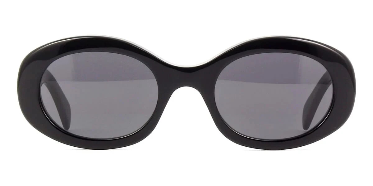 Celine Triomphe CL40194U 01A Black Oval Sunglasses Gold Logo