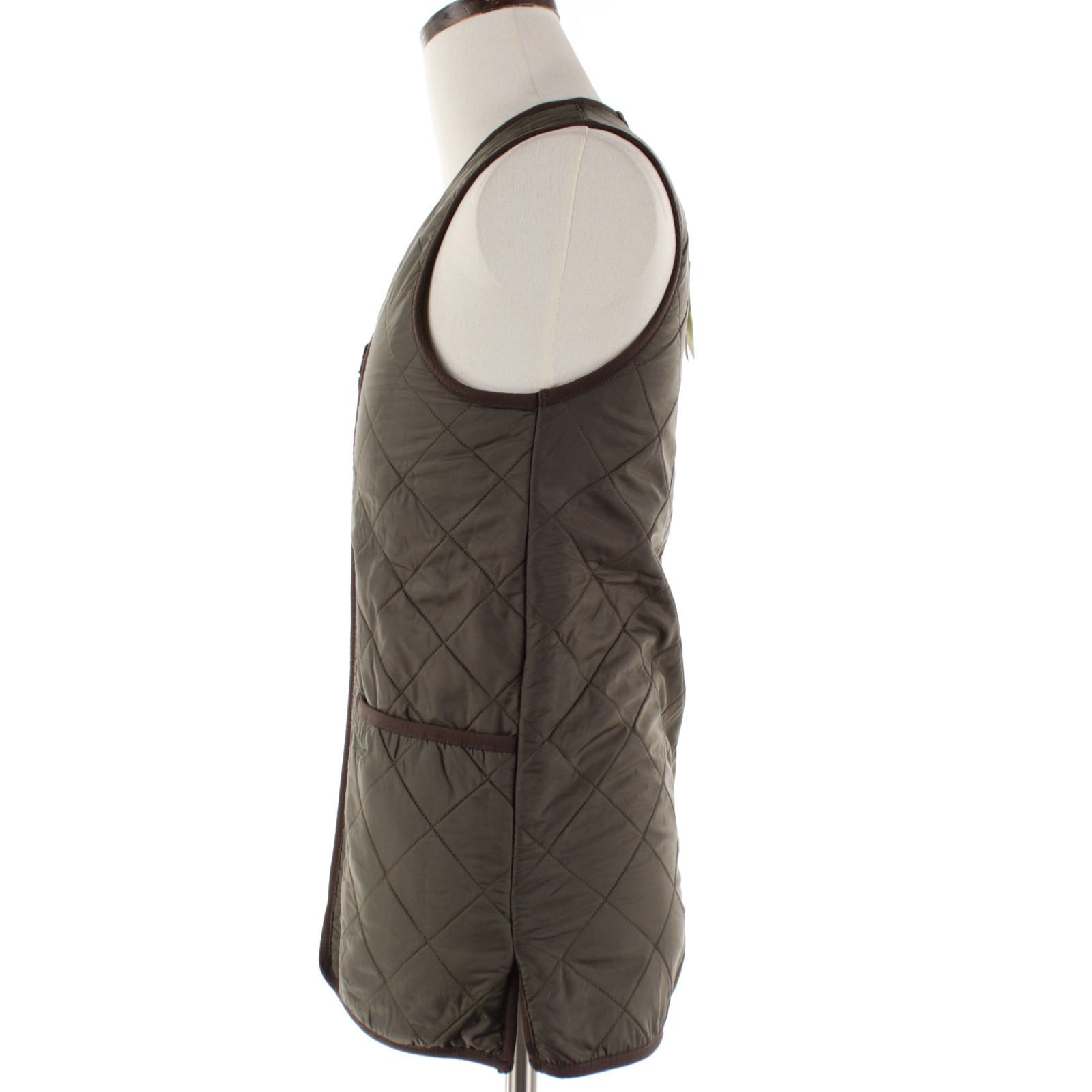 Barbour NWT 100% Polyamide Polar Quilt Waistcoat Size Small In Greenish Brown