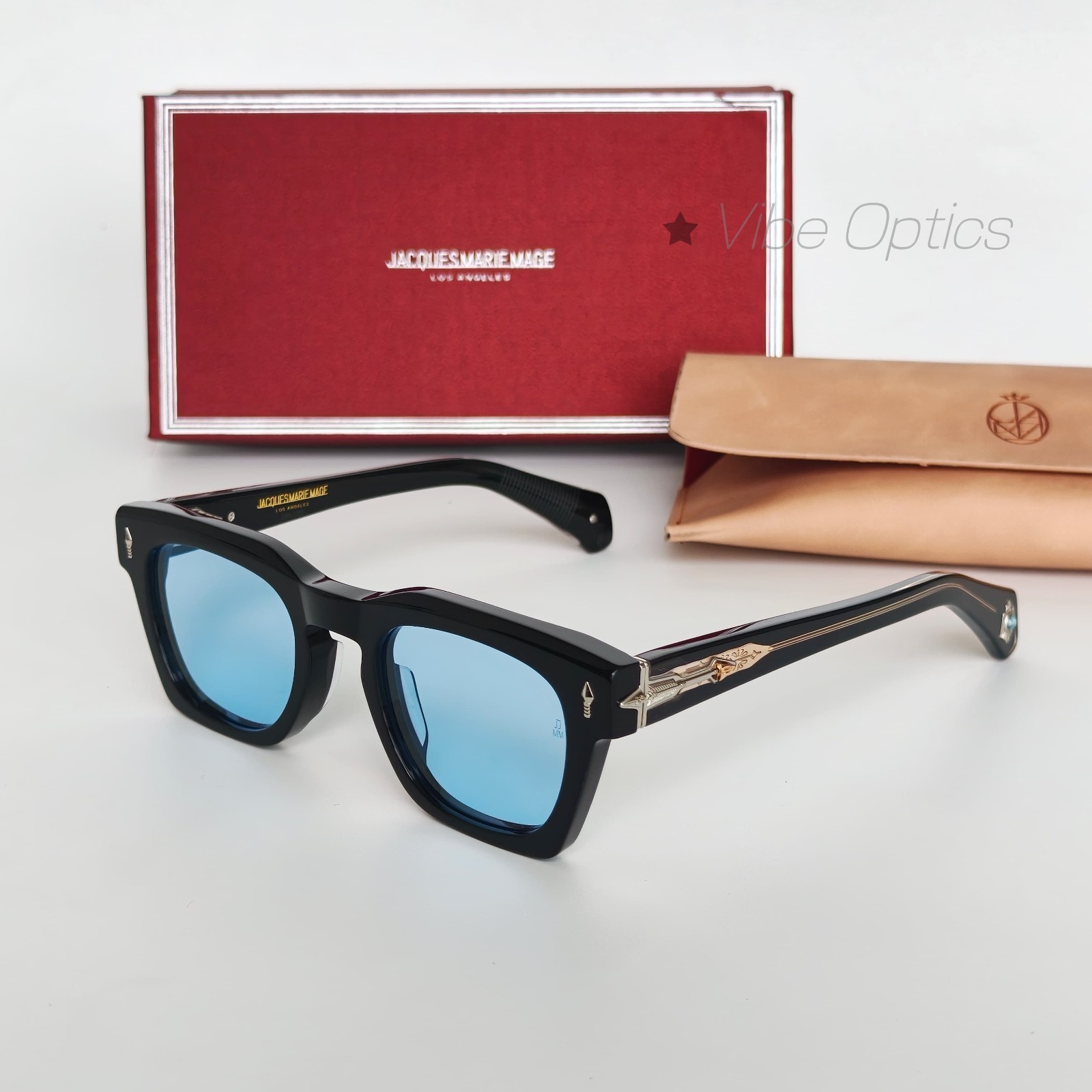 JACQUES MARIE MAGE Sunglasses JMM RAWLINS Handcrafted Black Frame 49-23-146