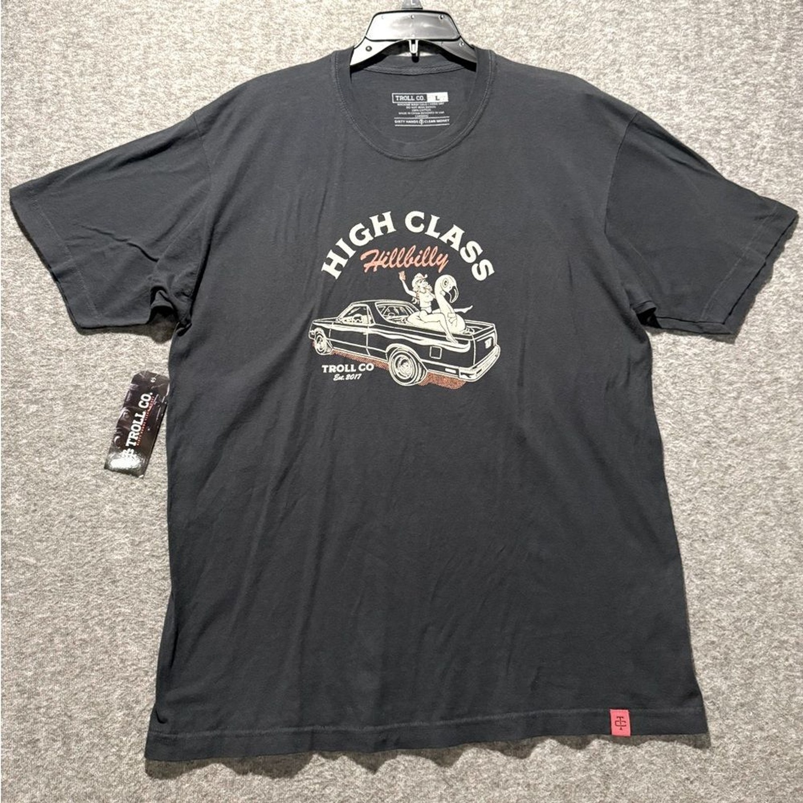 Troll Co tee shirt women’s Large black High Class Hillbilly graphic cotton NWT