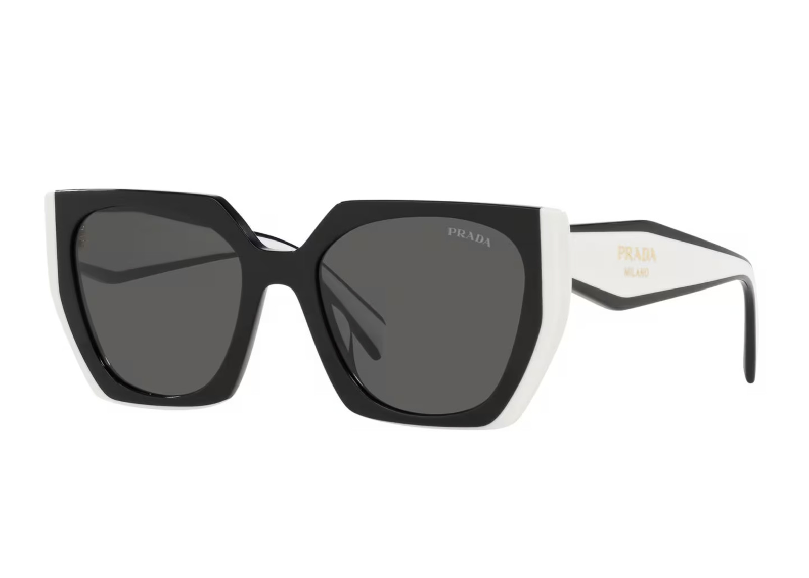 PRADA PR 15WS 09Q5S0 145mm Frame Rectangular Sunglasses – Black/White/Gray