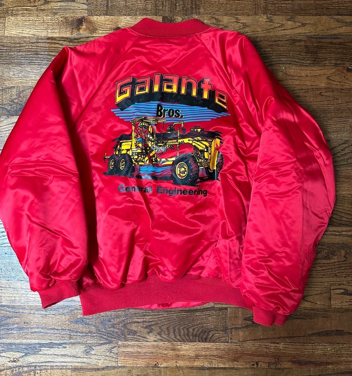 Vintage Hartwell Satin Windbreaker Jacket Galante Bros Heavy Machinery XL USA