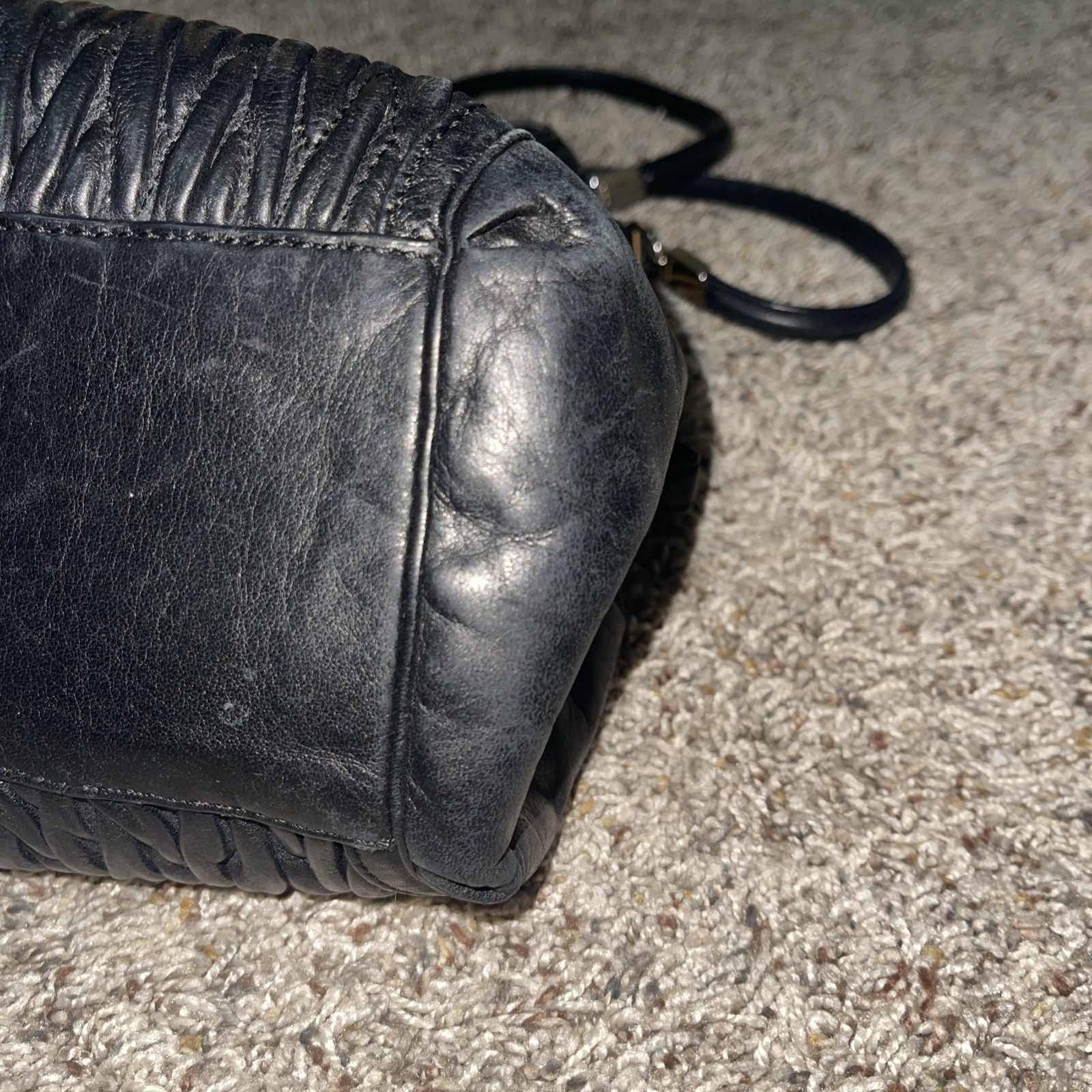 Coach Madison Phoebe Gathered Twist Leather Shoulder Bag Black w/dust bag