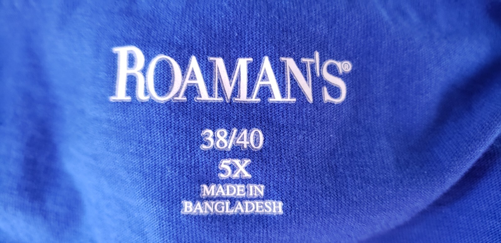 Roamans Pullover Tee Shirt Plus Size 5X 38/40 Top Blue 100% Cotton Tunic Blouse