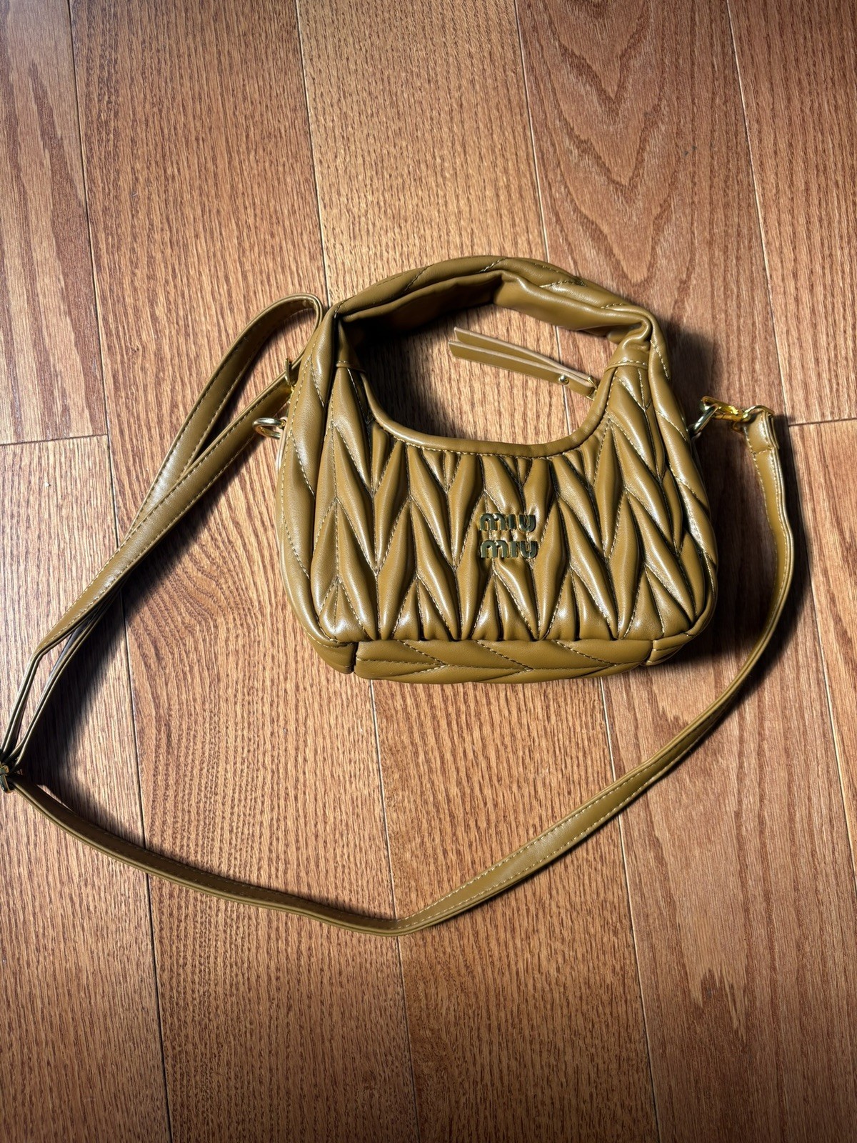 Miu Miu Wander Matelassé Nappa Leather Hobo Bag , Brown, Detachable Strap