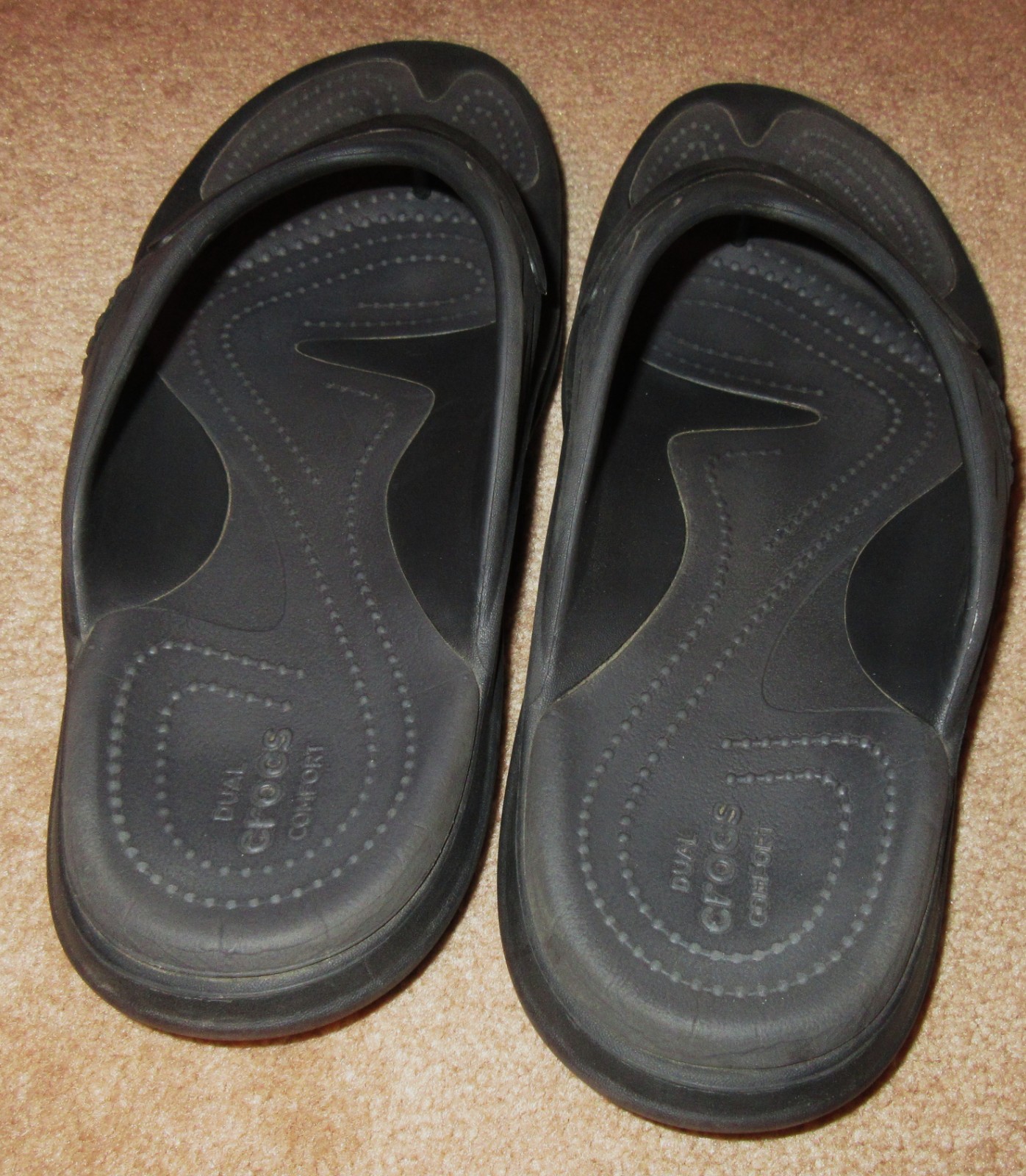 Crocs Dual Comfort Modi Sport Slip On Thong Flip Flops Sandals Black W 9 M 7
