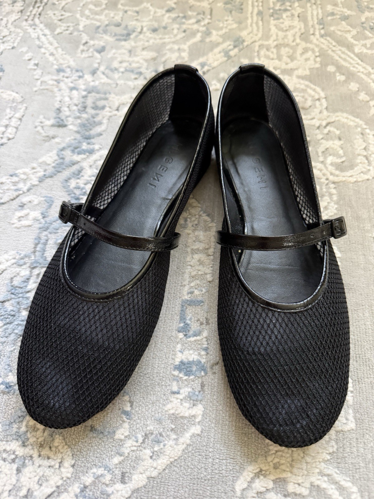 M.Gemi The Amiable Black Mesh And Leather Mary Jane Sz 8