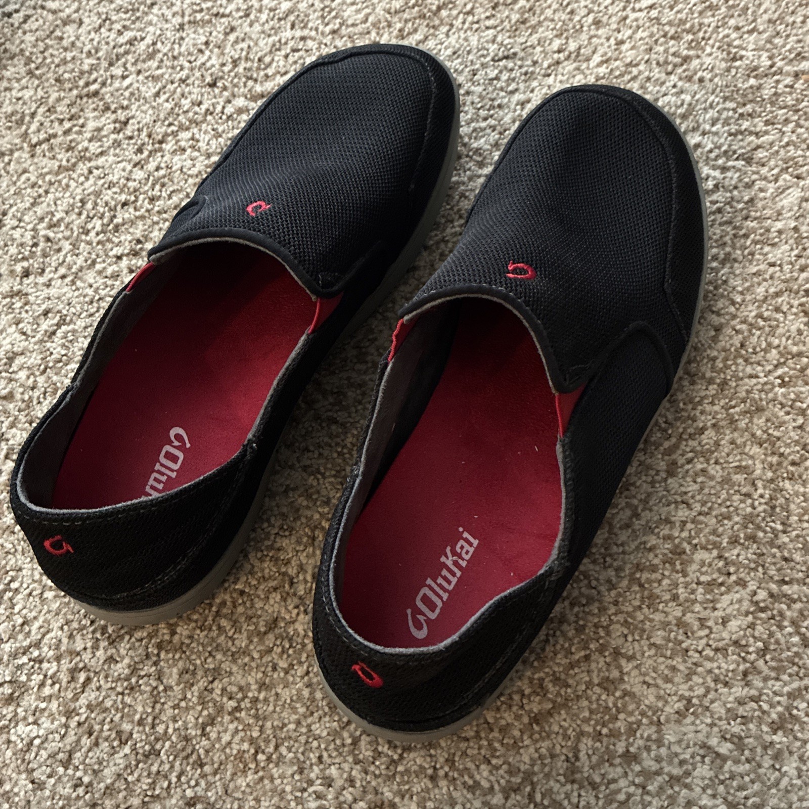 OluKai Nohea Mesh Loafers Men’s Size 12 Black Slip On Missing Heel Piece