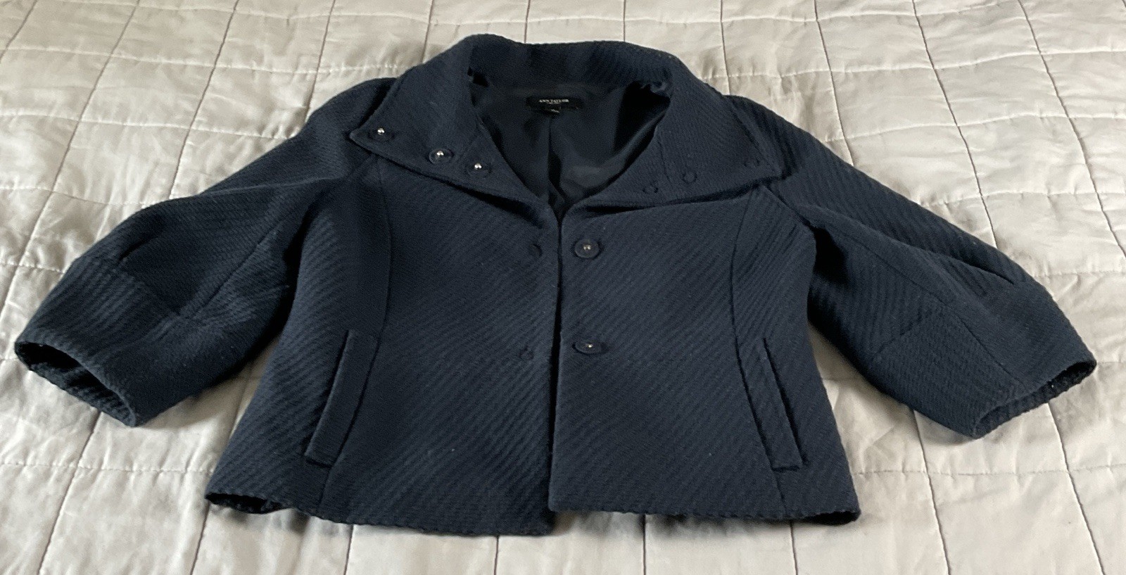 Ann Taylor Jacket Womens Medium Blue Peacoat Business Preppy Old Money Outdoor