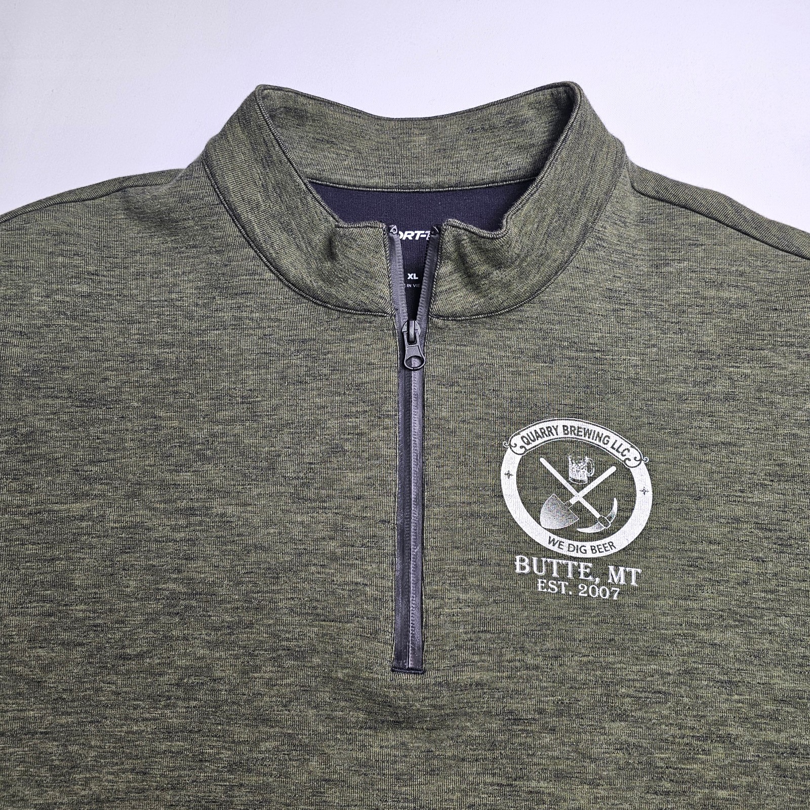 Sport-Tek 1/4-Zip Pullover Men’s XL Heather Olive – Quarry Brewing Butte MT