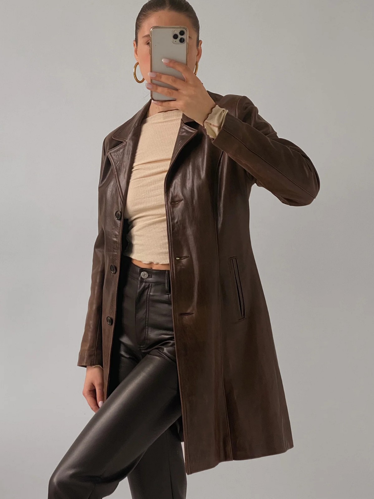 Premium Handmade Brown Genuine Leather Coat Women’s Modern Streetwear XS to 2XL