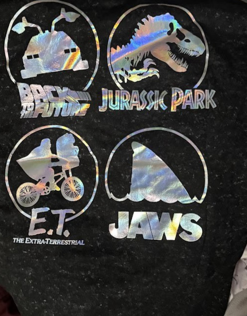 Universal Studios Jurassic Park Jaws ET Back To Future Holographic Tee Shirt S