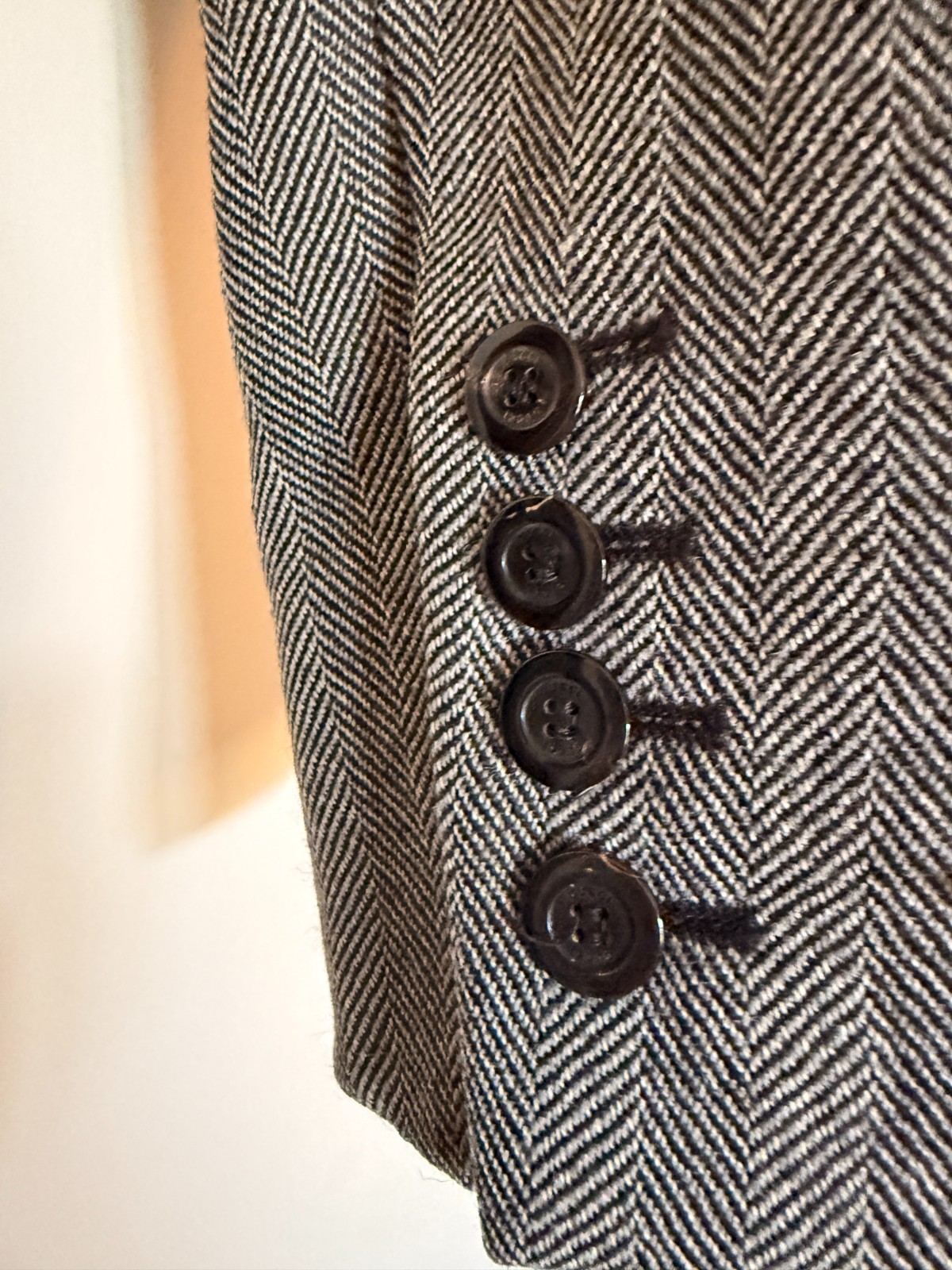 Tom Ford Gucci Black Ivory Herringbone Wool Leather Skirt Suit IT 40/42 US 6-8