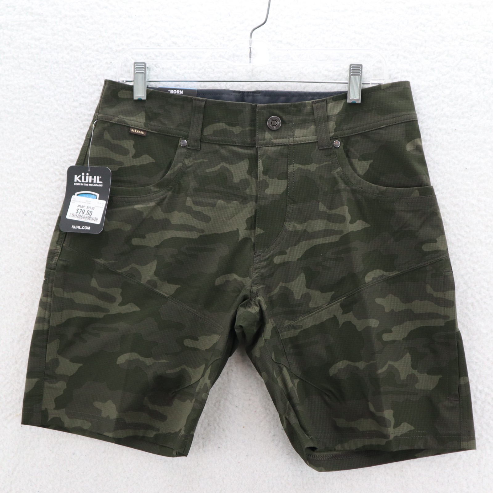 Kuhl Shorts Mens 30 Green Silencr Kargo 10″ Camo Ripstop Gorpcore Outdoor Hiking