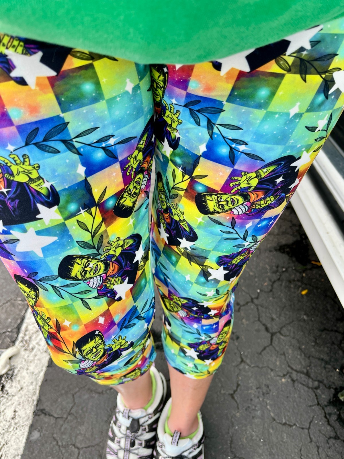 Cute Frankenstein Halloween Capris with Pocket || Buttery Soft || Multiple Sizes